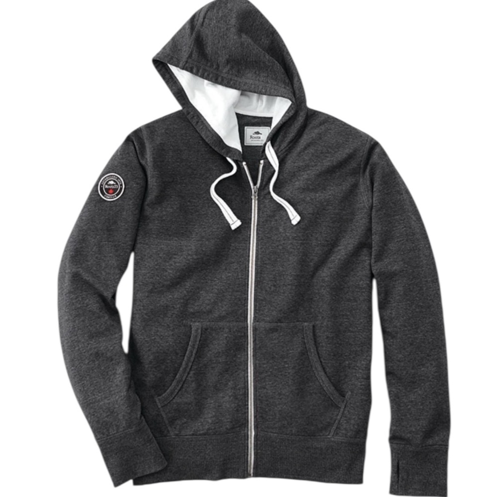 Roots 73 Mens Sandylake Fleece Full Zip Hoodie XL Heather Gray Casual Cozy